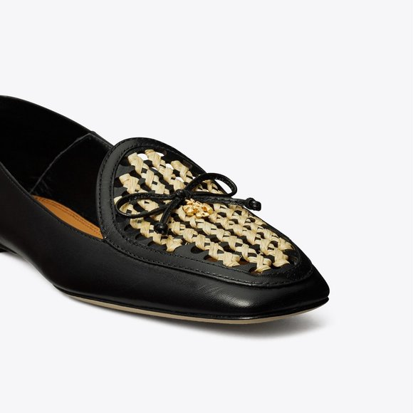 TORY BURCH * NIB $348 * CONVERTIBLE TORY CHARM WOVEN LOAFER Black Oatmeal 11 - Picture 13 of 16